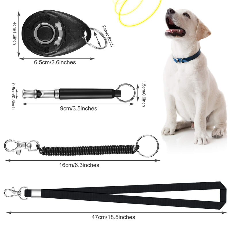 Frienda 8 Pieces Dog Training Whistle with Clicker Kit Include 4 Pieces Adjustable Dog Ultrasonic Whistle with Lanyard and 4 Pieces Training Clicker with Wrist Strap for Pet Training Recalling - PawsPlanet Australia