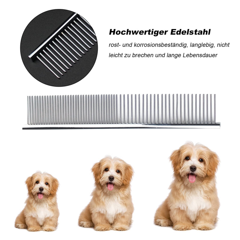 Dog Comb Dog Grooming Combs Pet Stainless Steel Comb Pet Inline Comb Round End Pet Cat Brush Long Hair Flea Comb Dogs Used to Remove Tangles 19 * 3.5CM, 1 Piece - PawsPlanet Australia
