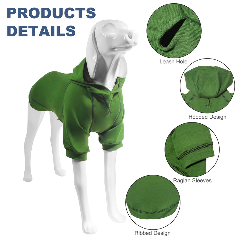 Kickred Basic Dog Hoodie Sweatshirts, Pet Clothes Hoodies Sweater with Hat and Leash Hole, Soft Cotton Outfit Coat for Small Medium Large Dogs X-Small Army Green - PawsPlanet Australia