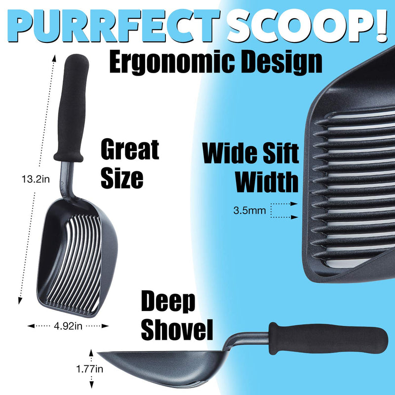 [Australia] - iPrimio Scooper Monster Cat Litter Scoop with Easy Grip Soft Foam Handle for Sore Hands - Fast Sifter/Deep Shovel. Patented. Large Black 