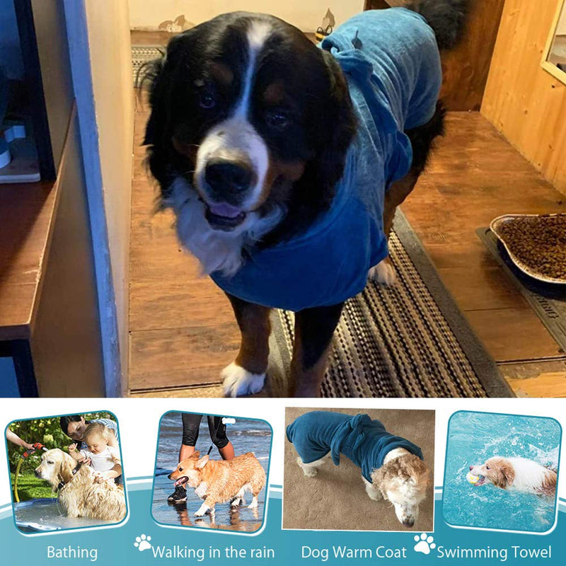 Dog Bathrobe Towel - New Dog Drying Coat with Adjustable Strap Belt Dog Bathrobe Coat Super Absorbent Quick Drying, Dog Bath Towel Comfortable Soft, Pet Dog Cat Bath Robe Towel for Drying Coats (M) M - PawsPlanet Australia