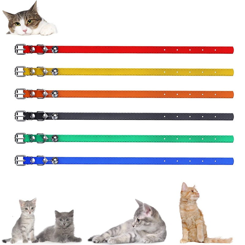 YHmall 6 Pack Reflective Cat Collars with Bells and Quick Safety Release Cat Collars Adjustable 19-32cm for kitten A7 - PawsPlanet Australia