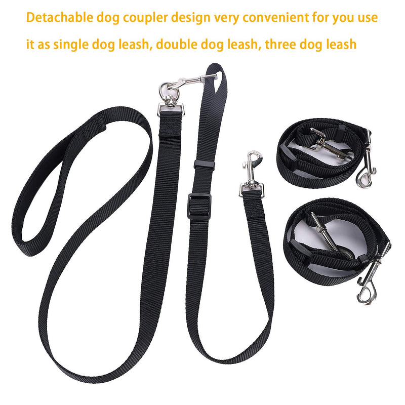 3 Dog Lead Detachable 3 Way Dog Leash Dog Lead Splitter Pet Triple Lead Coupler Adjustable Nylon Traction Rope No Tangle Pet Lead with Padded Handle for One, Two, Three Dogs Pet Walking Hiking - PawsPlanet Australia