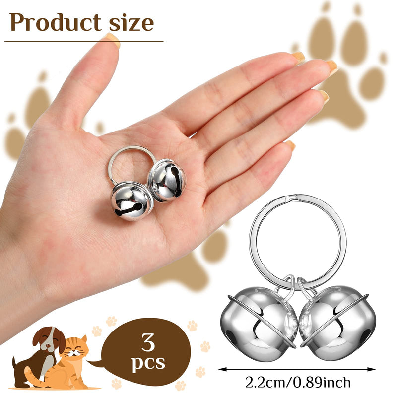 Set of 3 Loud Cat and Dog Bells Chase Bells Loud Dog Bells Pet Bells for Collars for Cats Pets Collar Charm Pendant Bells (Silver) - PawsPlanet Australia