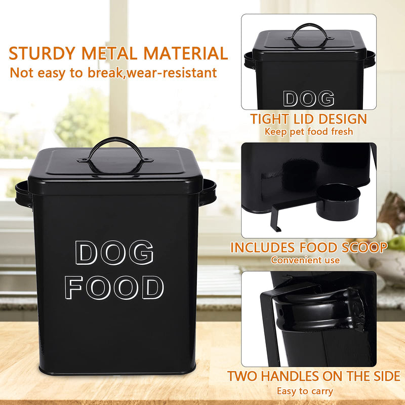 Pethiy airtight Dog Treat container bin and DOG Food Storage Tin with Lid With Handle |4-5 lbs Capacity | Serving Scoop Included -Black Black - PawsPlanet Australia