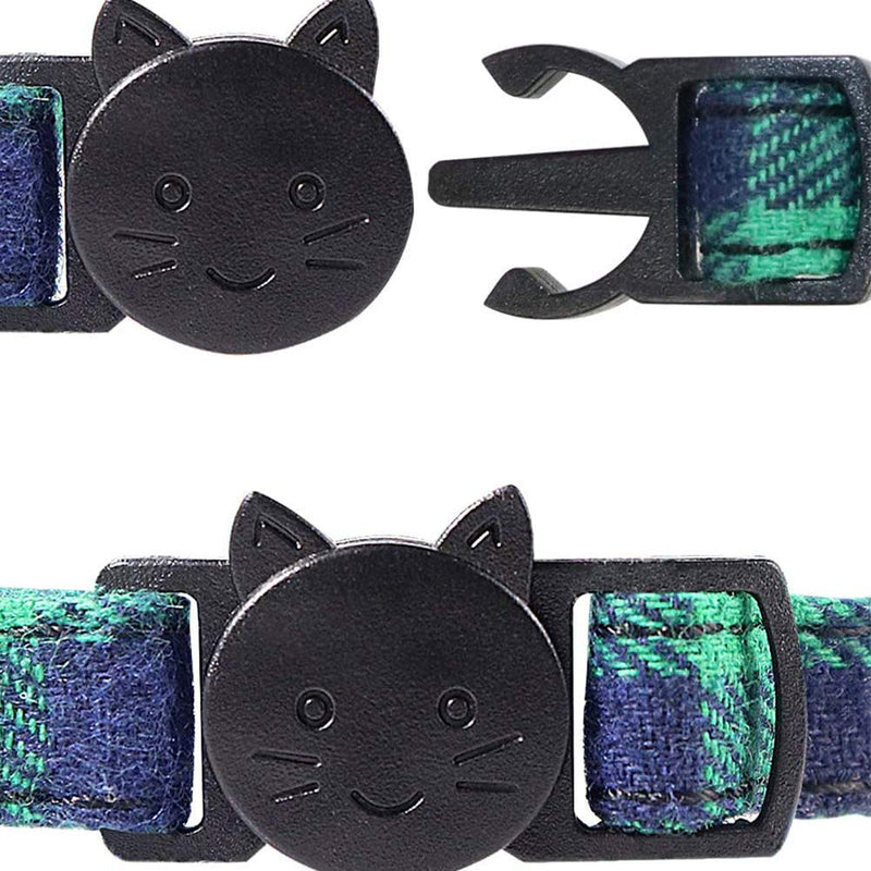 YUIP 2 pcs Cat Collar, Quick Release Cat Collar with Bell and Bow Tie, Cute Plaid Patterns, Suitable for Most Domestic Cats, Adjustable 18-25cm - PawsPlanet Australia
