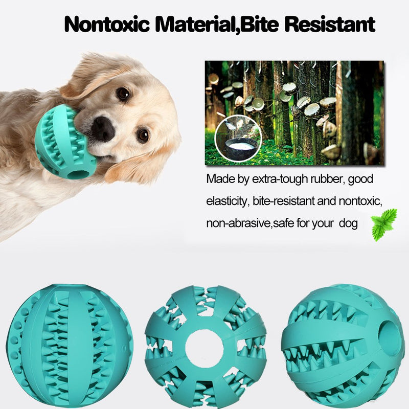 [Australia] - Idepet Dog Toy Ball, Nontoxic Bite Resistant Toy Ball for Pet Dogs Puppy Cat, Dog Pet Food Treat Feeder Chew Tooth Cleaning Ball Exercise Game IQ Training Ball 2 Pack- Blue & Green 