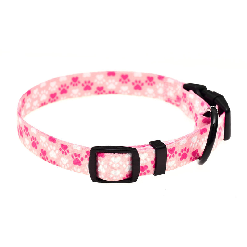 [Australia] - Mile High Life | Dog Collar | Cute Patterns | Soft Smooth Fabric | Small/Medium/Large (6 Colors 3 Sizes) Medium Neck 13"-17" -40 lb Pink Foot 