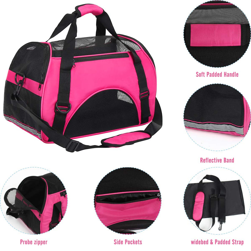 DAWOO Cat Carrier Airline-Approved Travel Pet Carrier,Dog Carrier,Suitable for Small and Medium-Sized Cats and Dogs (46 * 25 * 30cm,Rose Red) 46*25*30cm,Rose Red - PawsPlanet Australia