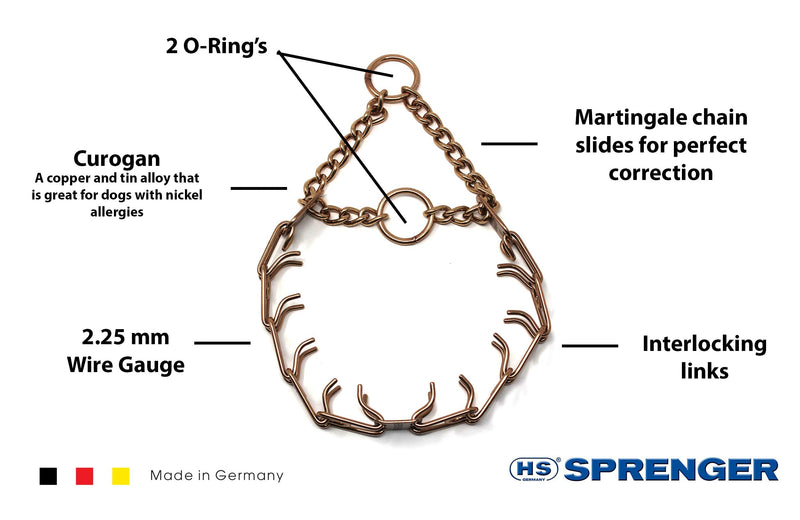 Herm Sprenger Curogan Prong Dog Training Collar Ultra-Plus Pet Pinch Collar Hypoallergenic Nickel Free No-Pull Collar for Dogs Made in Germany 16in (41cm) x 2.25mm - PawsPlanet Australia
