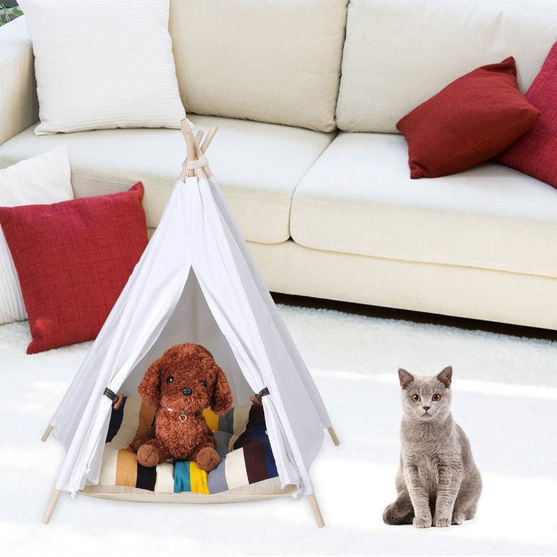 Pet Tent Removable and Washable PureWhite Pet KennelsTeepeee Pet Play House Dog Play Tent Cat /Dog Bed (Not Including Mats)(L, White) - PawsPlanet Australia