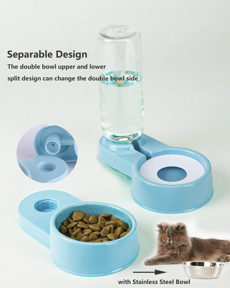 [Australia] - Folomie Double Dog Cat Bowls Pet Automatic Water Dispenser Detachable blue 