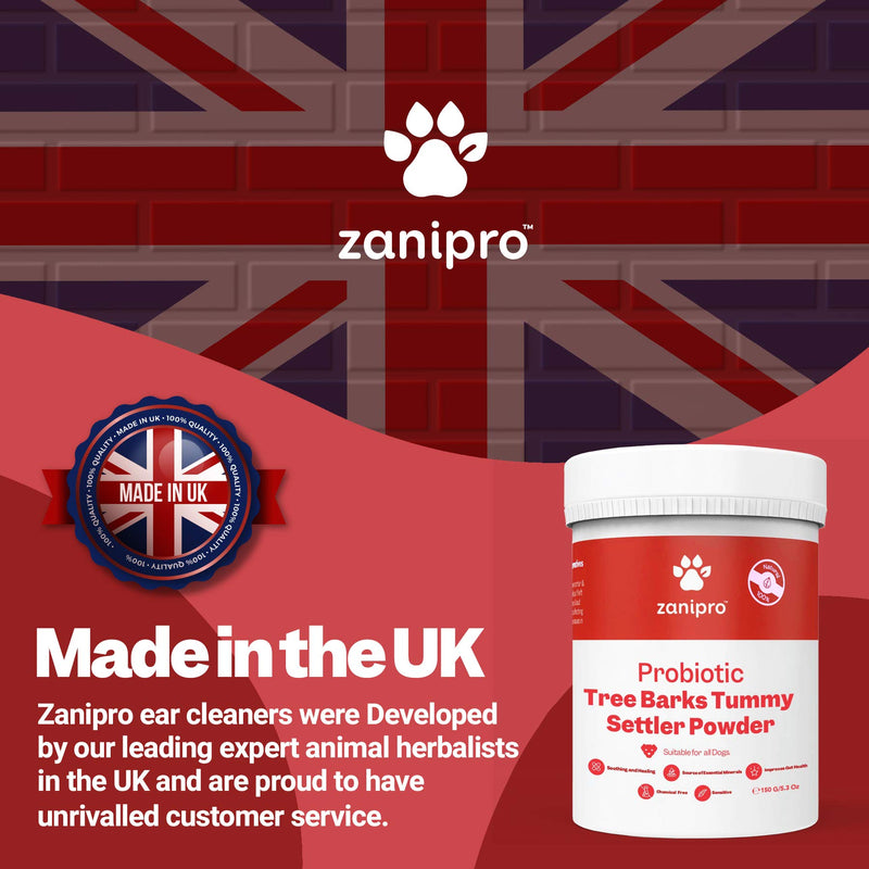 Zanipro 100% Natural Probiotic for Dogs with Slippery Elm and Tree Barks Tummy Powder - 150g Daily Digestive Fibre Supplement - Enzymes for Constipation & Diarrhea Relief - PawsPlanet Australia