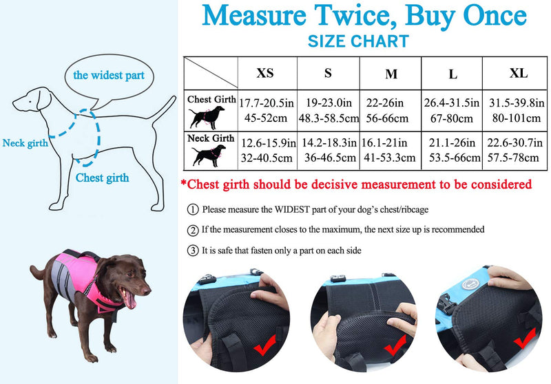 [Australia] - Vivaglory New Sports Style Ripstop Dog Life Jacket Safety Vest with Superior Buoyancy & Rescue Handle L (Chest Girth: 26.4"-31.5") Blue 