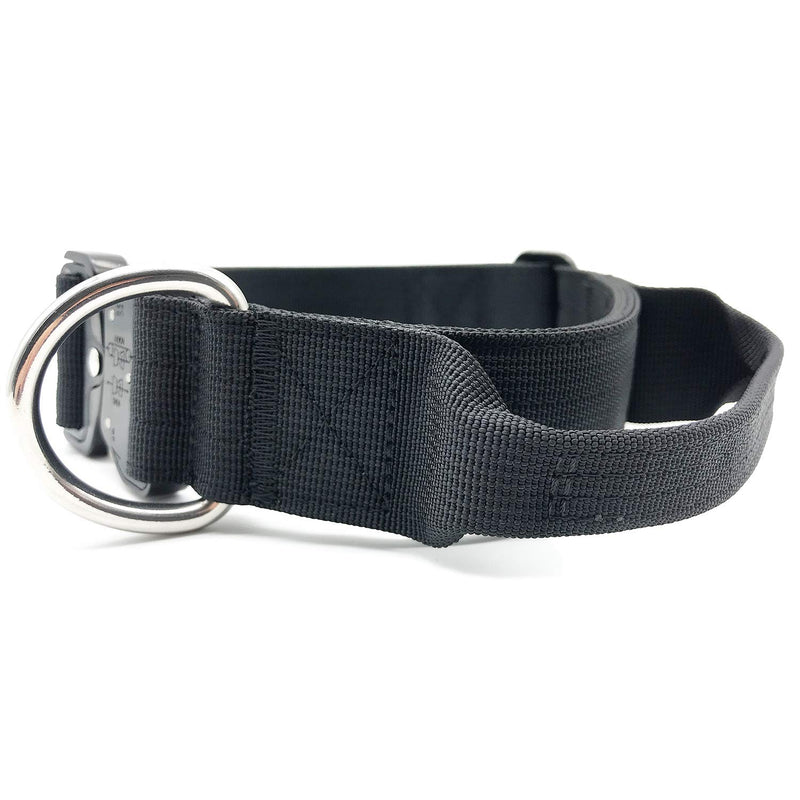 [Australia] - BYLEEDUR 1.57" Heavy Duty Combat Dog Collar with Black Cobra Buckle, Adjustable and Control, for Tactical Military Training, Durable Nylon M(20''-23'') 