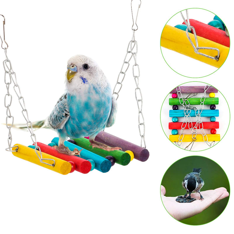 Inscape Data 8 Pack Bird Parrot Toys, Bird Swing Chewing Toys Perch Stand Hanging Bell Mirror Climbing Ladders Bird Cage Toys for Small Parakeets, Cockatiels, Budgies, Conures, Love Birds, Finches - PawsPlanet Australia