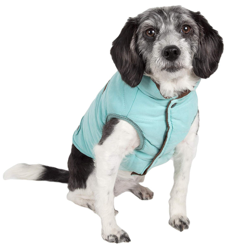 [Australia] - touchdog Waggin Swag Reversible Insulated Pet Coat Blue / Brown Medium 