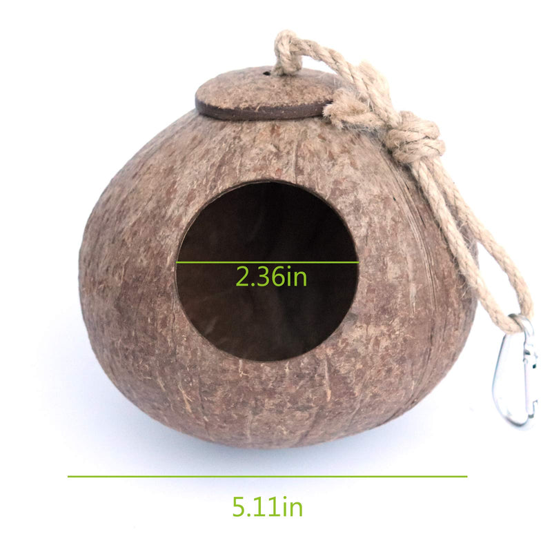 Gecko Coconut Husk Hut, Bird Hut Nesting House Hideouts Hanging Home, Treat & Food Dispenser, Durable Cave Habitat with Hanging Loop for Crested Gecko, Reptiles, Amphibians and Small Animals - PawsPlanet Australia