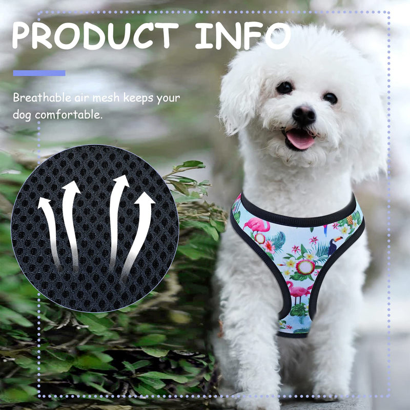 Soft Mesh Small Dog Harness, Adjustable & Comfortable Padded Reflective Vest for Medium Puppy Breeds Dogs Walking S Flamingo - PawsPlanet Australia