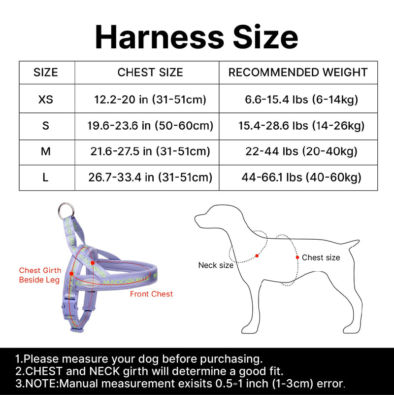 Maogoublue Escape-Proof Dog Harness with No-Choke Comfortable Lycra Fabric Vest and Quick-Release Buckle Easy Control Handle for Large Dogs, Easy for Training Walking (Purple, L) Purple - PawsPlanet Australia