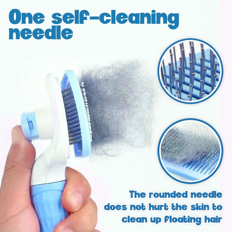 CTCK Self Cleaning Slicker Brush for Dogs and Cats,Pet Grooming Tool, Slicker Brush for Shedding and Grooming Pet Hair - for Large or Small Dog Cat with Long Hair Blue - PawsPlanet Australia