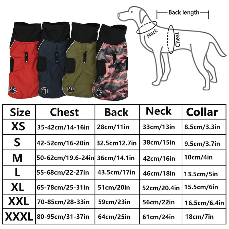 Ctomche Waterproof Dog coat,Windproof Winter Clothes,Reversible Outdoor Sport Dog Jacket Winter Warm for Small Medium Dogs with Harness Hole Green-XS X-Small (Length: 28CM) - PawsPlanet Australia