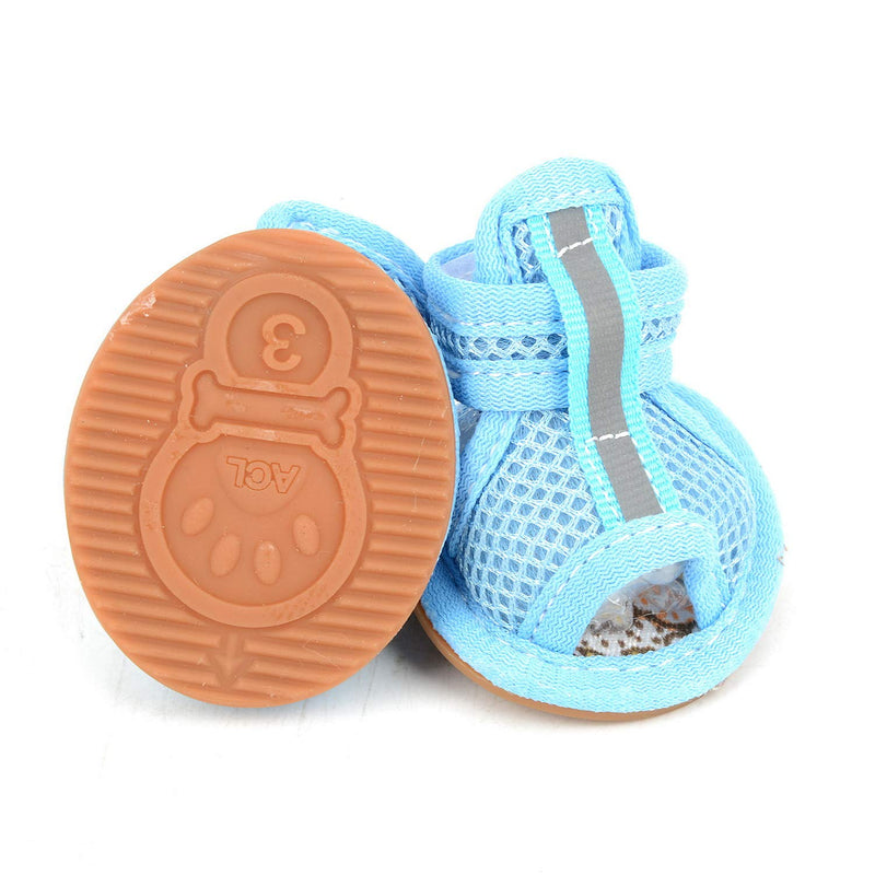 [Australia] - Zunea Summer Mesh Breathable Dog Shoes Sandals Non Slip Paw Protectors Reflective Adjustable Girls Female,for Small Pet Dog Cat Puppy (Please take a Measurement of Your Dog Before Ordering, Thanks) 1# (LxW): 1.37 * 1" blue 