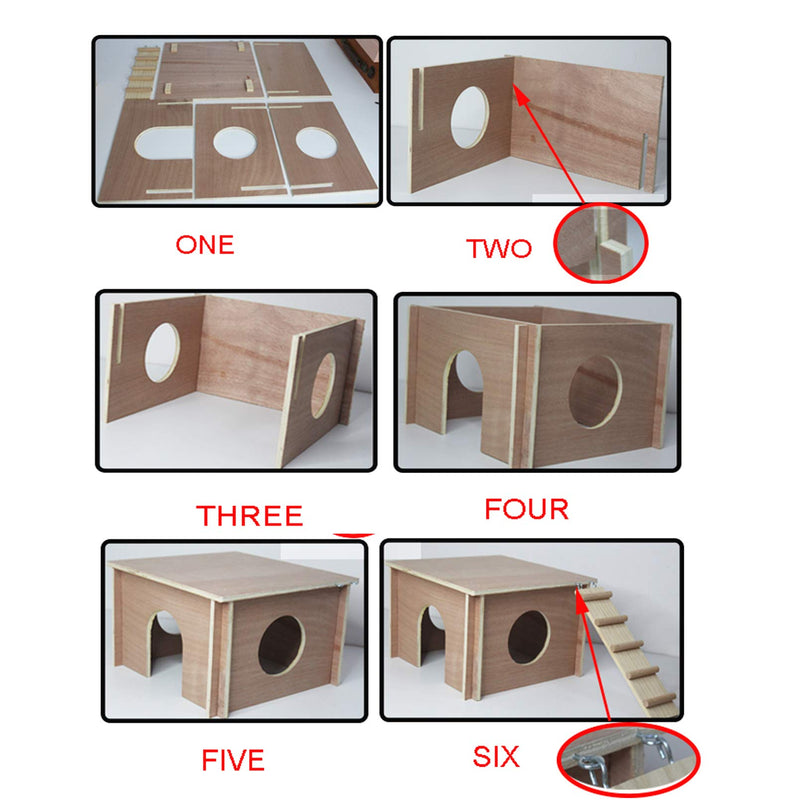 Hamiledyi Guinea Pig Hideout,Chinchilla Hut Small Animal Hideaway Wood House with Window for Hamster - PawsPlanet Australia