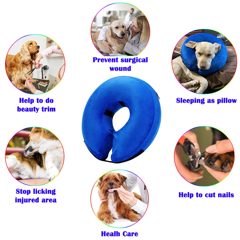 Katoggy Protective Inflatable Recovery Dog Collar, Soft Blow-up Dog Cone Collar Pet Donut Cat Collar, Comfy Elizabethan Collar After Surgery for Cat Dog to Prevent from Biting & Scratching Small Blue - PawsPlanet Australia