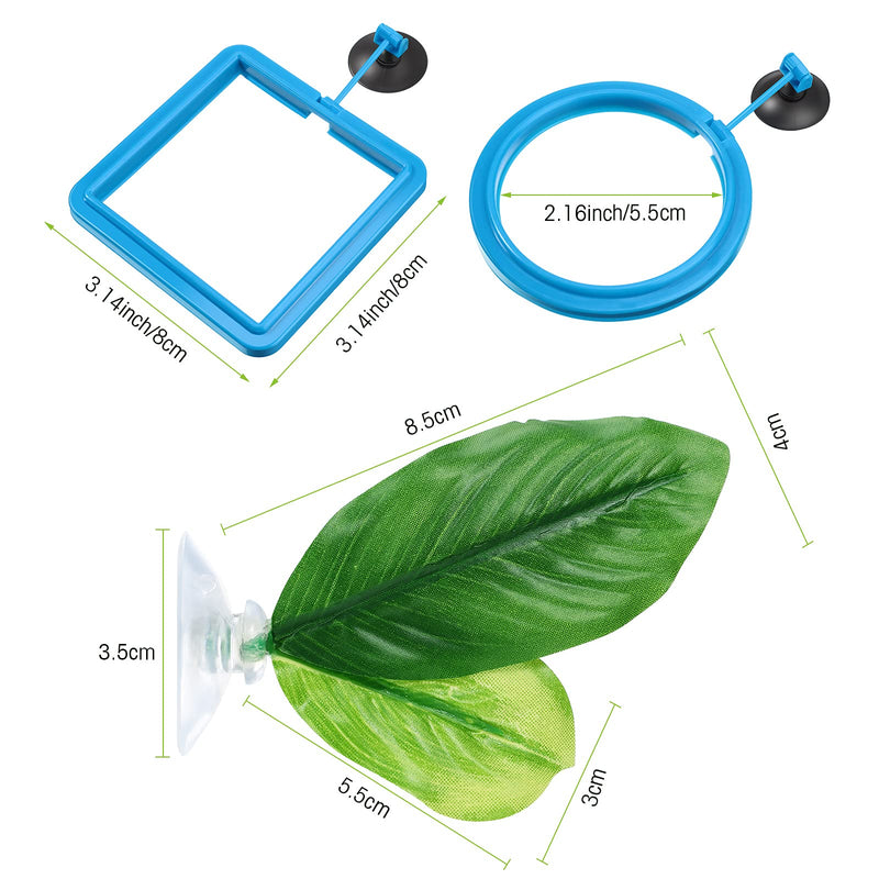 4 Pieces Fish Feeding Ring and Fish Leaf Pad Set Automatic Fish Feeder Square Circle Floating Food Feeder with Breeding Resting Bed Hammock Betta Fish Accessories for Betta Goldfish Guppy Tank Decor - PawsPlanet Australia