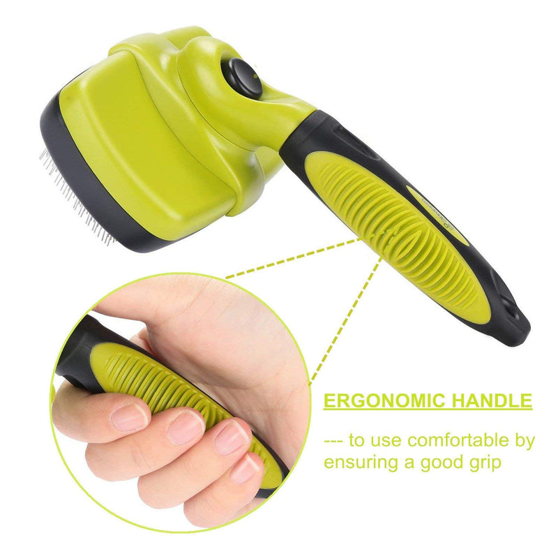 PROtastic® Self Cleaning Pet Brush for Grooming Dogs & Cats, Removes Dead Undercoat Hair, Great for Medium & Long Haired Animals - PawsPlanet Australia