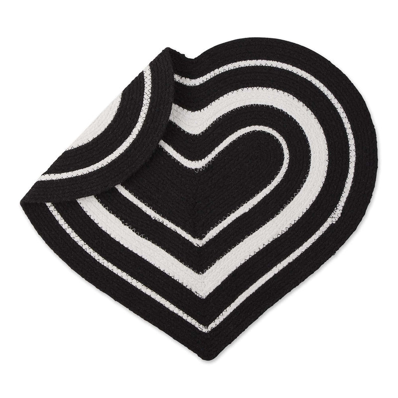 DII Braided Pet Mat Collection 100% Cotton, Heart Shape, Navy Purrfect Black Stripe - PawsPlanet Australia