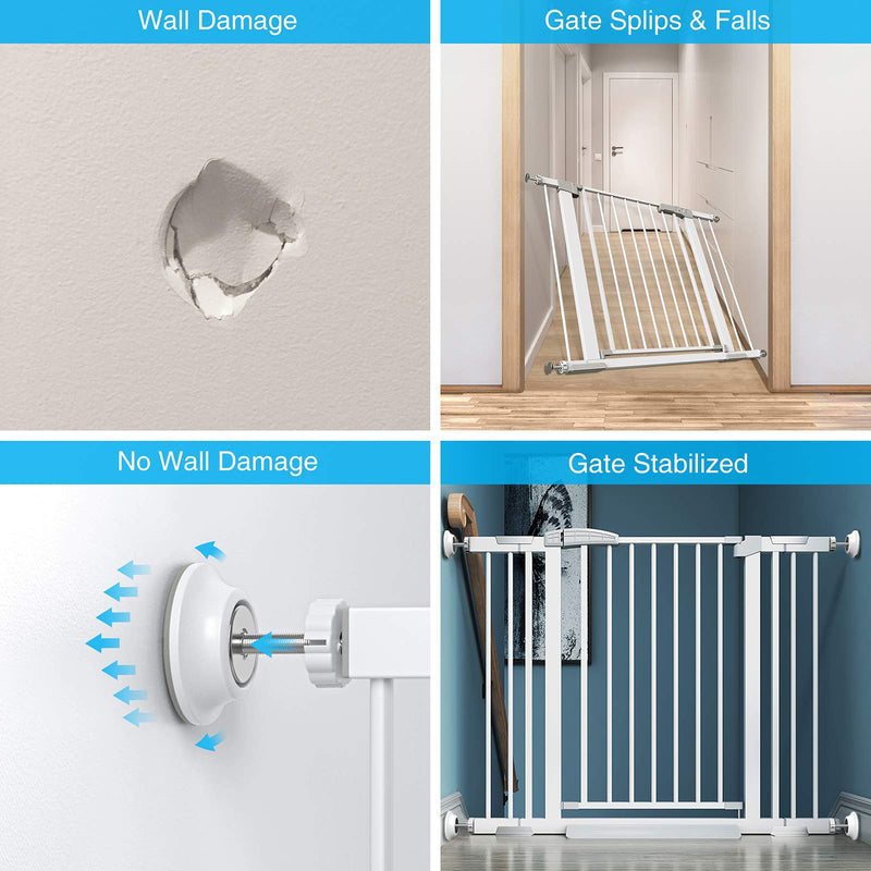 Tokkidas Baby Gate Wall Protector, 4 Pack Wall Cups for Pressure Mounted Gate, Safety Wall Bumpers Guard Easy to Install and Protect Walls/Baseboard/Doorways/Stairs/Door Frame - PawsPlanet Australia