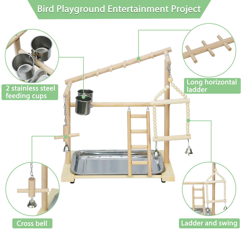 Fittoway Parrot Bird Playground Perch Bird Play Stand Parrot Playstand Natural Wood Bird Toys Gym Playground for Parrots Cockatiel Budgie - PawsPlanet Australia