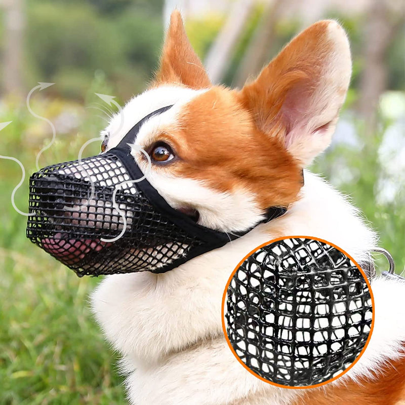Nylon Mesh Dog Muzzle, Adjustable Breathable Mesh Muzzle, Breathable Muzzle for Medium Dogs, Nylon Dog Muzzle for Training, with Overhead Strap, Prevents Biting (M) M - PawsPlanet Australia