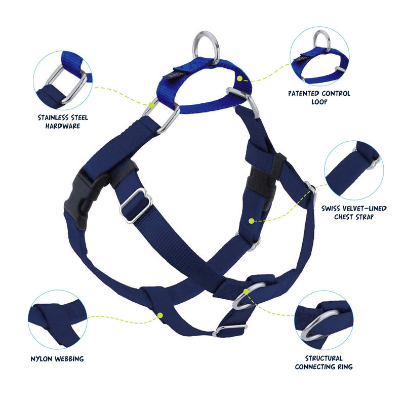 [Australia] - 2 Hounds Design Freedom No-Pull Dog Harness with Leash | X-Small - XX-Large Adjustable Pet Harness for Small and Large Breeds | Made in USA (1" Medium, Navy Blue) 