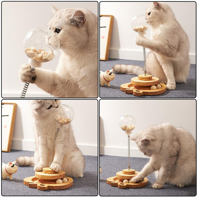 Interactive cat toy made of wood, interactive cat toy food, cat intelligence toy, cat wooden toy, wooden cat toy, intelligence cat toy, interactive food toy cat E - PawsPlanet Australia