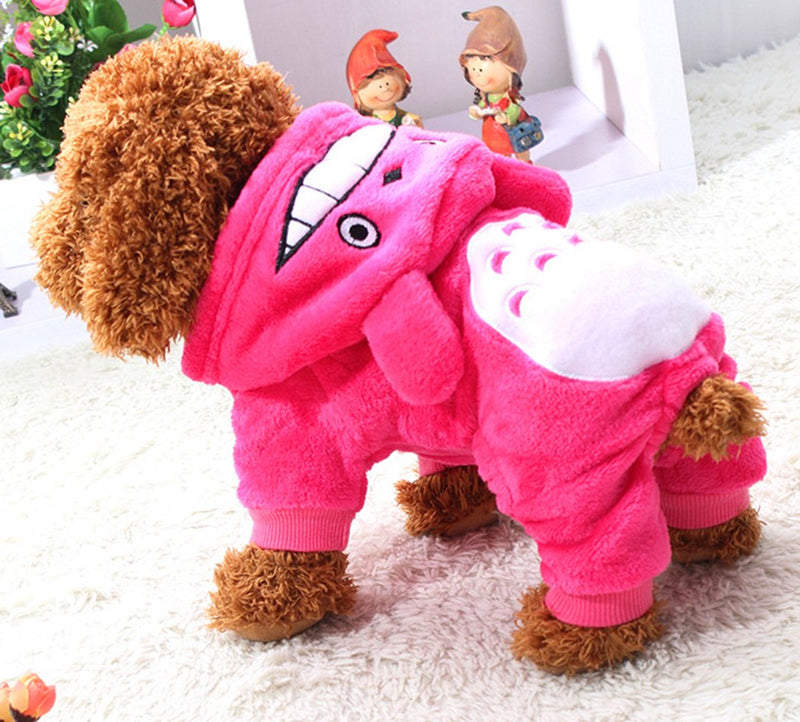 Xiaoyu Puppy Dog Pet Clothes Hoodie Warm Sweater Shirt Puppy Autumn Winter Coat Doggy Fashion Jumpsuit Apparel, Rose, L - PawsPlanet Australia
