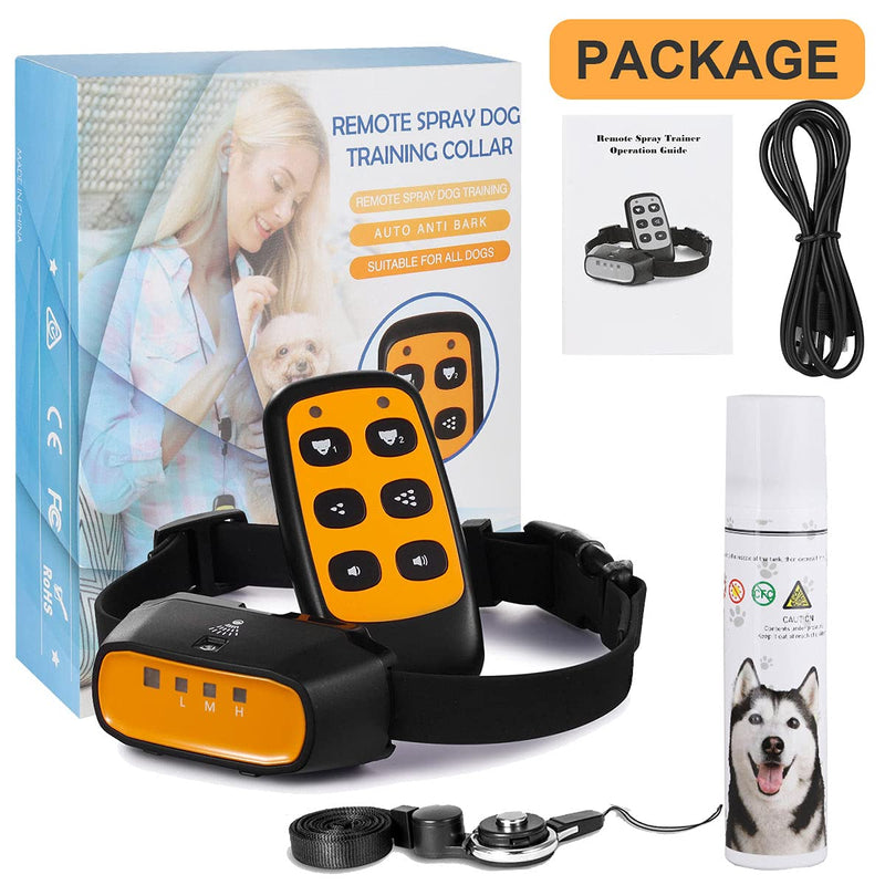 WWVVPET Citronella Spray Dog Training Collar with Remote Control,2 Modes Spray+Vibration Citronella Dog Bark Collar, 500 ft Range No Electric Shock Harmless Rechargeable Anti-Bark Device for All Dogs Orange - PawsPlanet Australia