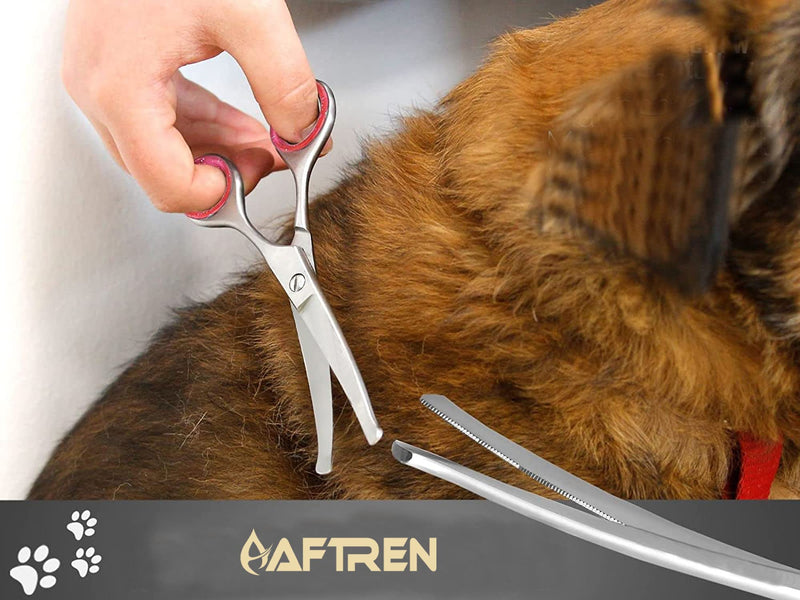 Pet Dog Grooming Trimmer Scissors Curved Hair Paw Scissors Round Tip Safety Scissors Stainless Steel for Dogs Cats (6.7 Inch) - PawsPlanet Australia