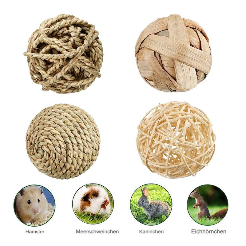 RoadLoo Small Pet Grass Mat, Pack of 2 Natural Grass Mats with 4 Chew Balls Small Animal Safe Edible Grass Mat Toy Woven Animal Chew Toy Small Animal Chew Toy for Rabbit Rat S - PawsPlanet Australia