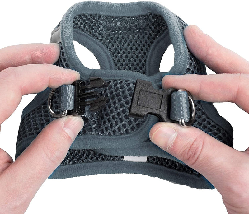 Downtown Pet Supply - Dog Harness for Small, Medium and Large Dogs No-Pull - Step in Dog Harness - Padded Mesh Fabric Dog Vest with Reflective Trim, Velcro and Buckle Straps XX-Small Titanium - PawsPlanet Australia