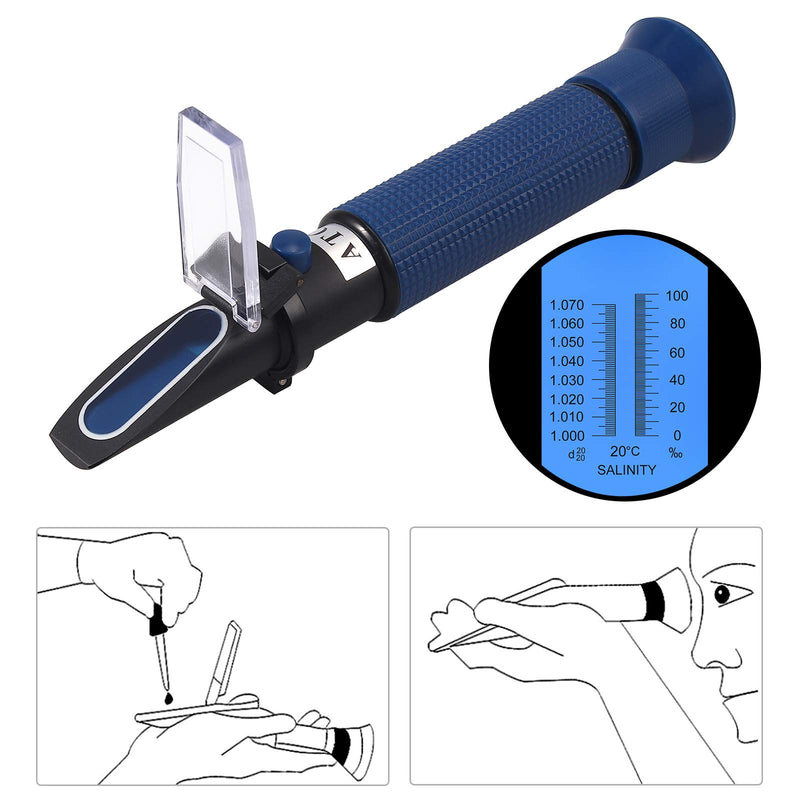 AUTOUTLET Salinity Refractometer for Aquarium Salinity Tester with ATC and Dual Scale 0-100‰ & 1.000-1.070 Specific Gravity Saltwater Tester for Seawater Pool Fish Tank - PawsPlanet Australia