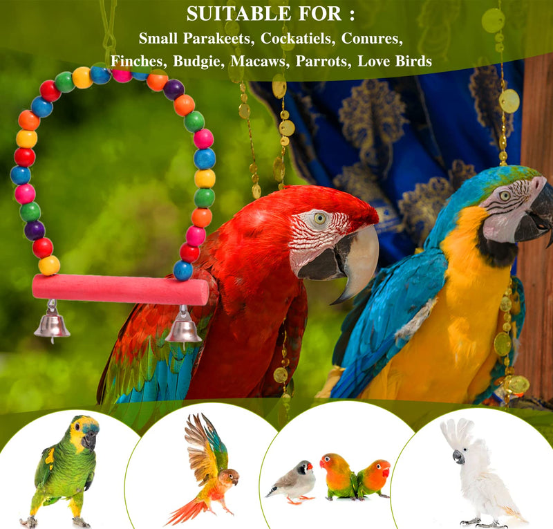 MQUPIN Bird Parrot Toys Budgie Toys and Parrot Cage Accessories, 12 Packs Swing Perches Climbing Ladder Chewing Bird Cage Toys for Small Parakeets, Budgie, African Grey, Cockatiels, Canary 12 PCS - PawsPlanet Australia