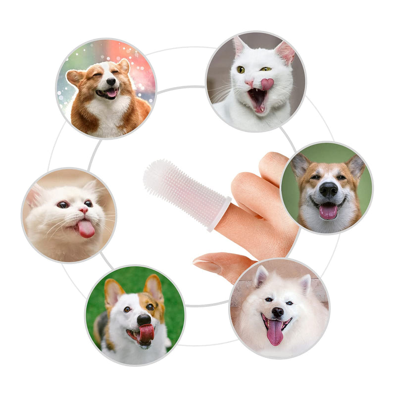 Aujzoo Dog Toothbrush Set (4 Packs), 360º Pets Teeth Cleaning Toothbrush for Dogs Cats Dental Care , Silicone Finger Teeth Brush 01-multicolor - PawsPlanet Australia