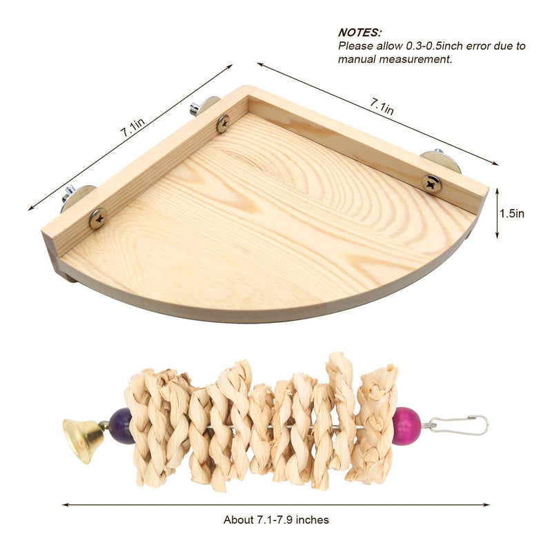 suruikei 2 Pack Bird Perch Platform, Parrot Stand Sector Playground Wood Perch Stand Toy Cage Accessories Exercise Toy for Parakeet Conure Cockatiel Budgie Gerbil Rat Mouse Chinchilla Hamster Set 1 - PawsPlanet Australia