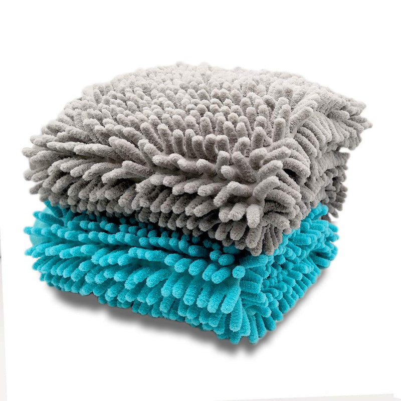 [Australia] - Lamudo Bath Towels for Dog Cat Shammy Quick Drying Towel Super Absorbent Durable Washable Microfiber Chenille Dry Towel for Pets Kitten Puppy Gray 