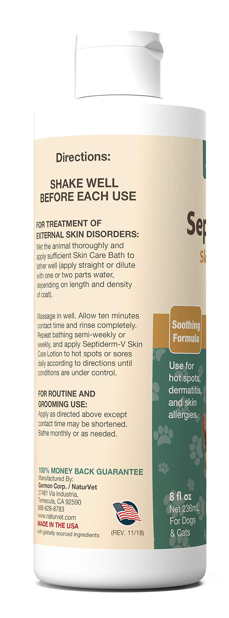 [Australia] - NaturVet – Septiderm-V Skin Care Bath – Helps Relieve Itching Due to Skin Problems – Use for Hot Spots, Dermatitis & Skin Allergies 8 Ounce Skin Care Bath 