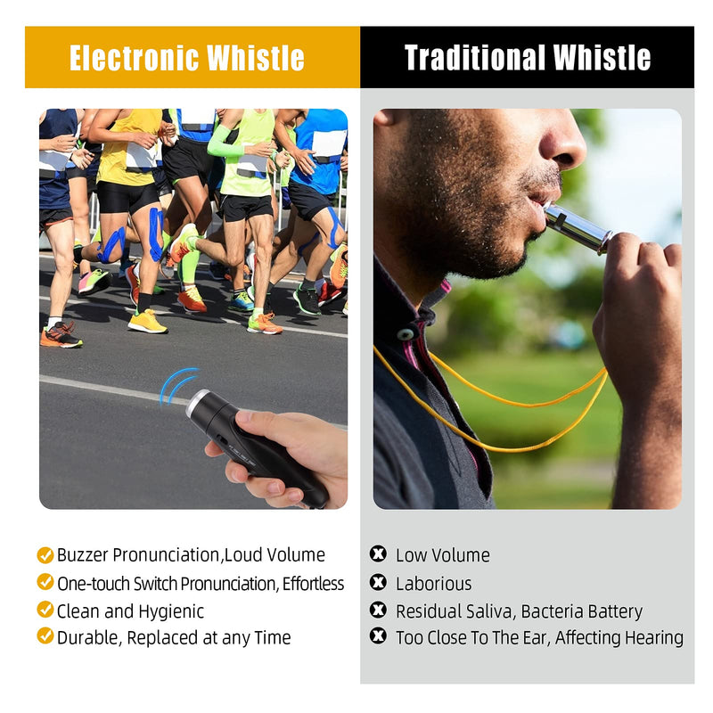MOUNCHAIN Electronic Whistle, Battery Operated Whistle Adjustable 3 Different Loud Whistle Sounds with Lanyard Handheld Electronic for Outdoor Games Sports Training Camping Hiking Boating Emergency Black - PawsPlanet Australia