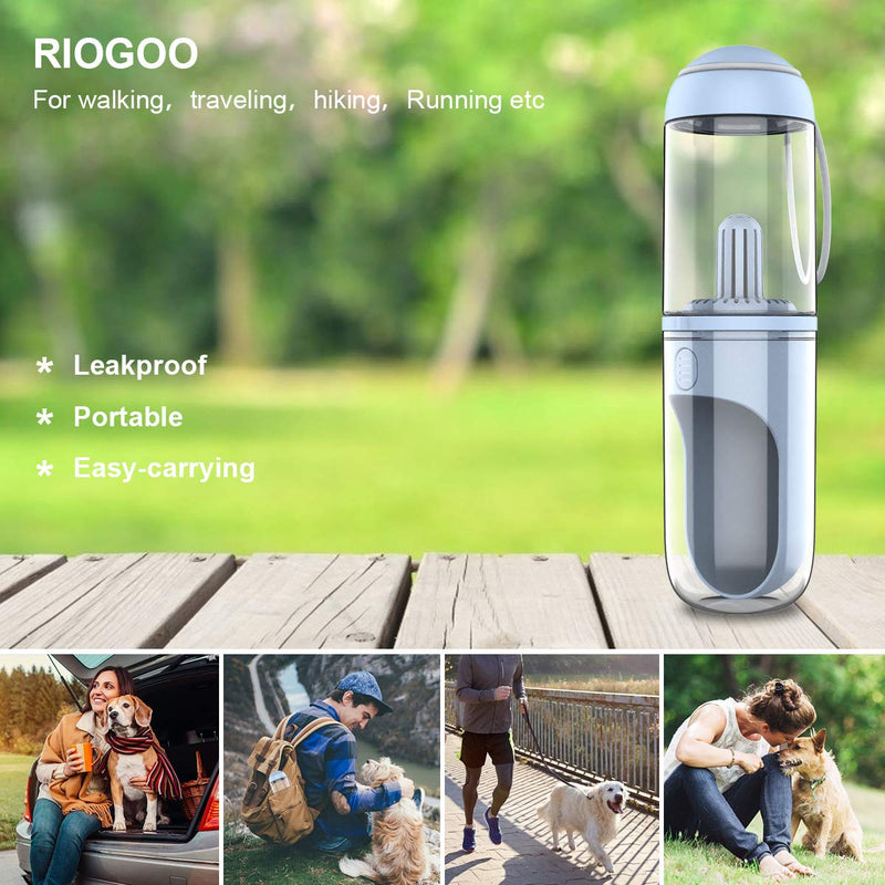 RIOGOO Dog Water Bottle Portable Leakproof Upgraded, Dog Water Dispenser Lightweight for Travel BPA Free 12 OZ Blue - PawsPlanet Australia